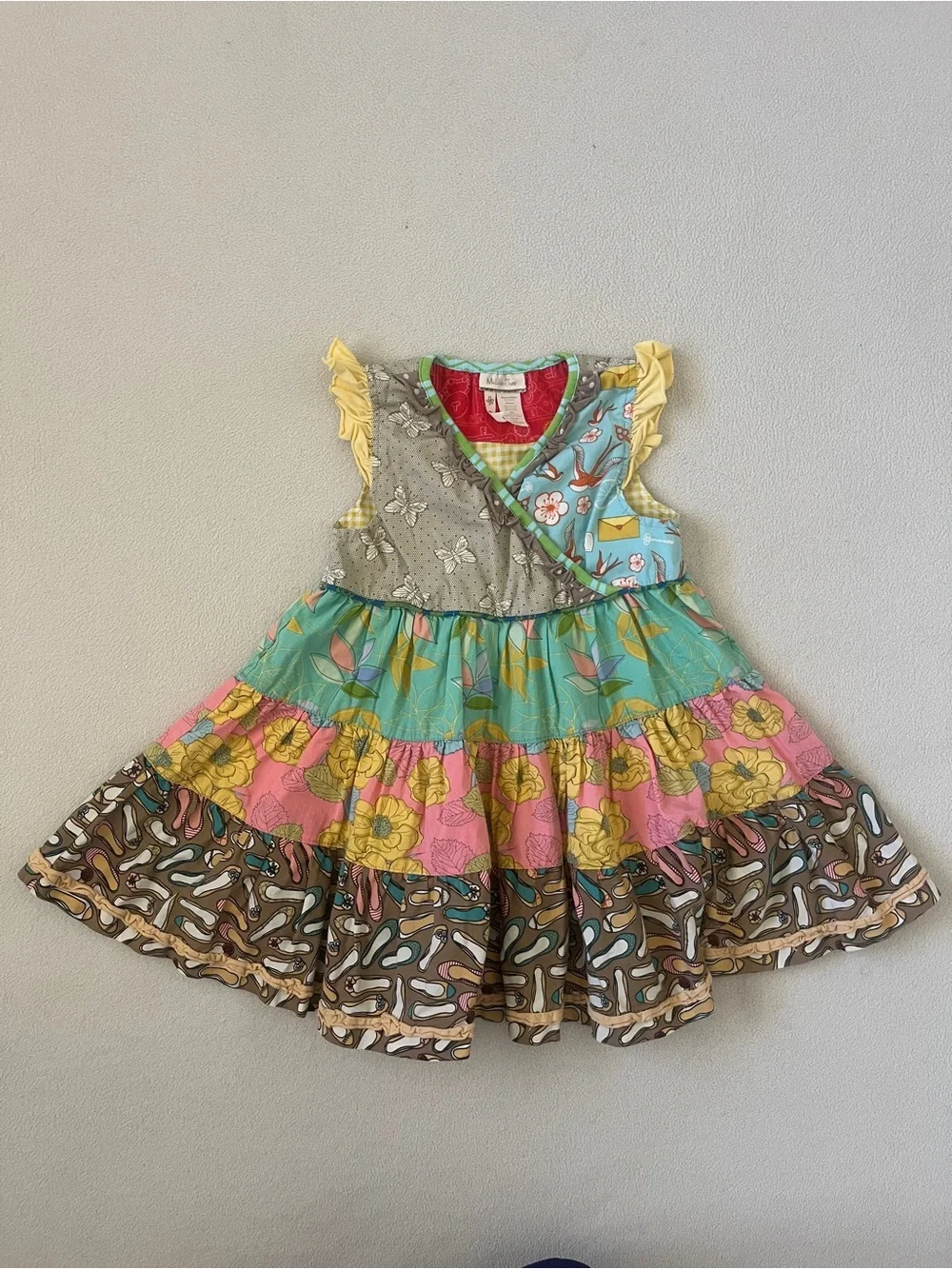 Matilda Jane Rollercoaster Tiered Colorful Patchwork Floral Ruffle Girls Dress